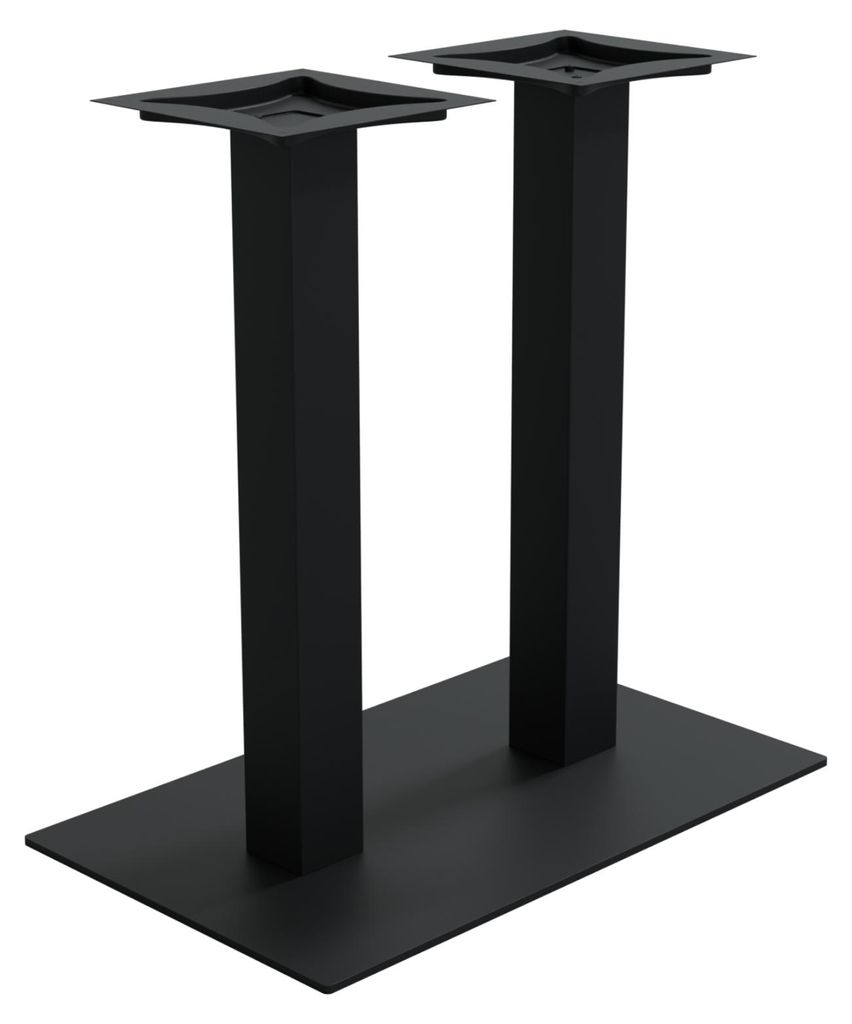 HAGO24 Tischgestell Doppelbein Tischuntergestell DIY Tischfuß Gastro Esstisch Stahl Schwarz matt 70x72cm Bodenschutz Indoor