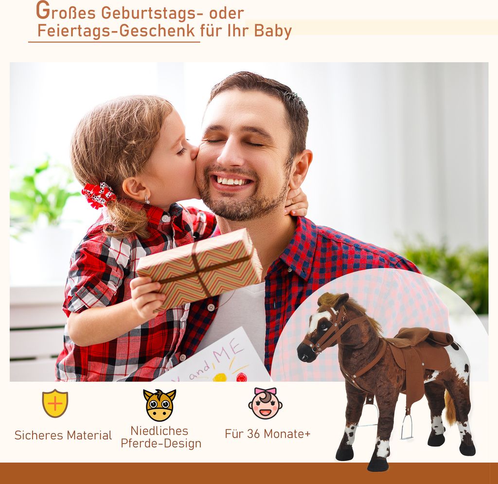 Detský jazdecký kôň 330-051, plyšový, so zvukom, 85 x 28 x Obrázok produktu 6