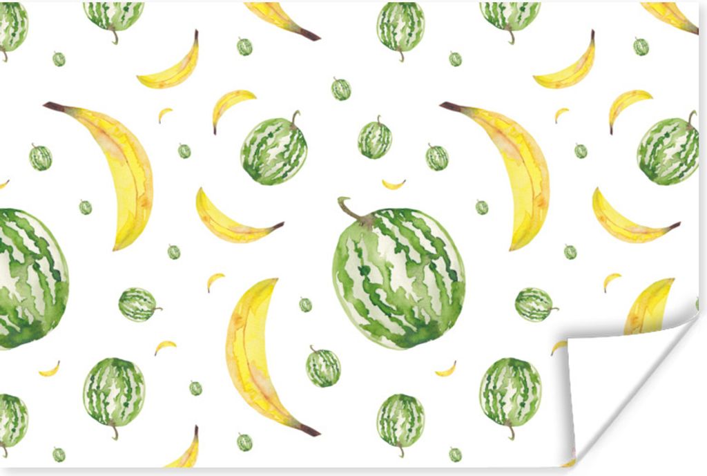 MuchoWow Poster Bananen - Melonen - Schablonen 180x120 cm - Fotoplakat