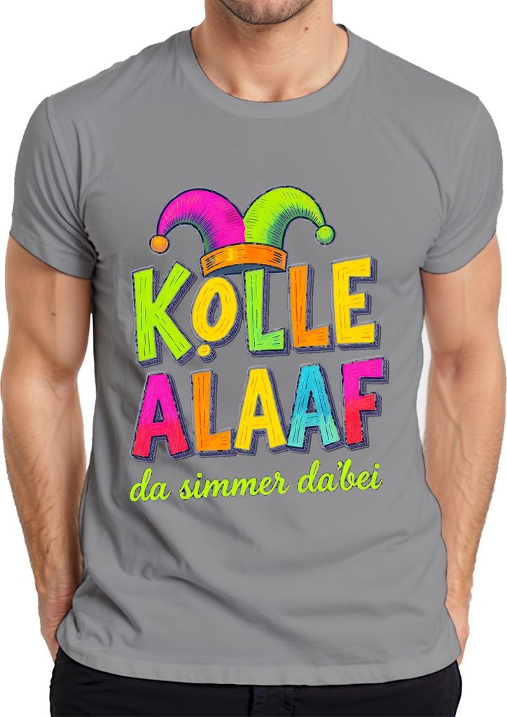 Kölle Alaaf da simmer dabei Köln Karneval Jeck Kostüm Party Herren T-Shirt, Grau, M