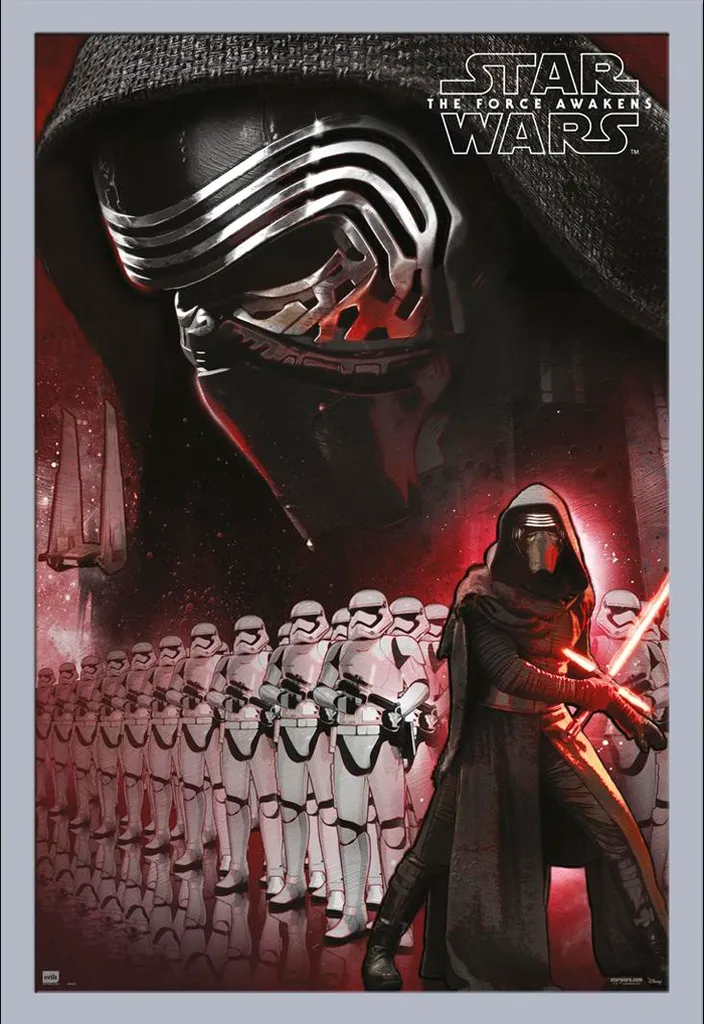 Poster Star Wars Kylo Ren EP7 con Cornice Shinsuke Argento 61x91.5