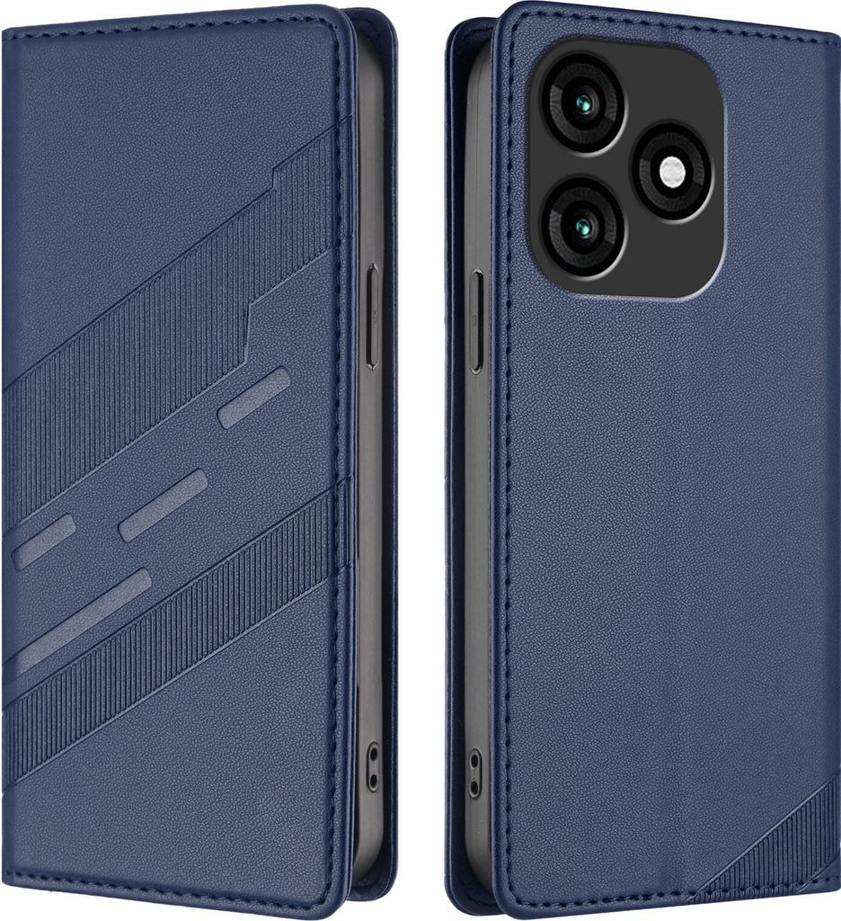 Hülle für itel A70, Kunstleder Brieftaschen Handyhülle mit Kartenfach und Standfunktion Blau