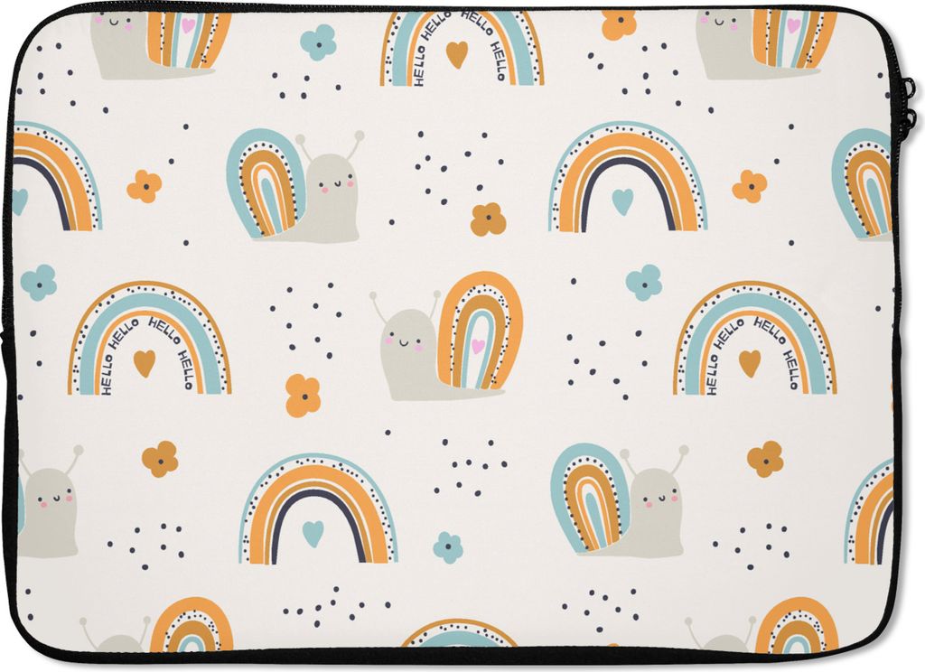 MuchoWow Laptop Hülle 14 ZollTiere - Muster - Regenbogen - Blumen Laptoptasche - Laptoptasche - Stoßsicher - Schutzhaube