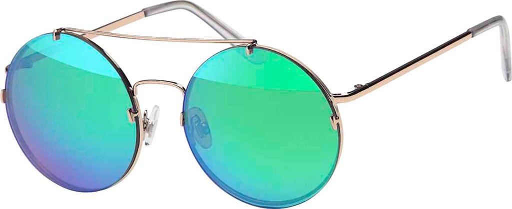 Gil Damen Sonnenbrille Runde Designer 80er Modern Urlaub Sommer Strand 30490 Blau-Grün