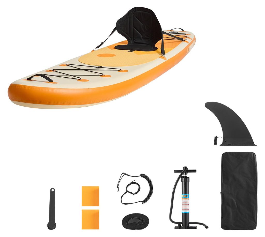 SucceBuy Aufblasbares Stand Up Paddle Board (323 x 83,8 x 15,2 cm) mit Sitz, Komplettset inkl. Pumpe, Paddel, Finne, Rucksack, Knöchelleine und Gu...