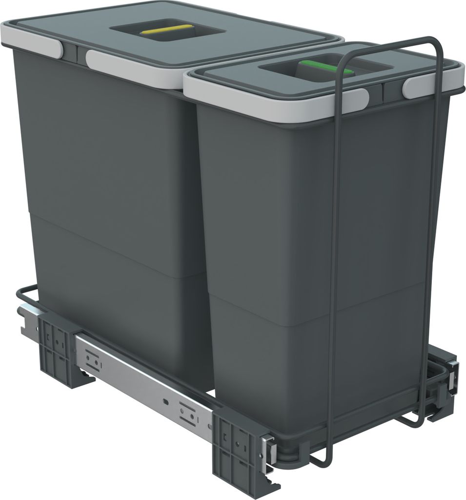 ECOFIL Abfallsammler 18+8L mit Deckel; vollausziebar; Bodenmontage ab Korpusbreite 30cm