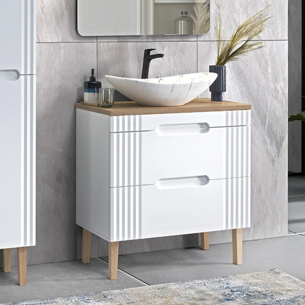 Mueble de lavabo para encimera, con patas, de 80 cm - Imagen del producto 