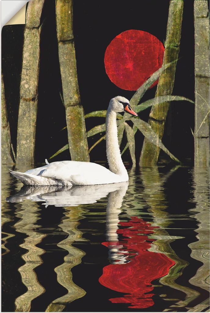 ARTland Wandbild, selbstklebend Blutmond über dem Schwanensee Größe: 20x30 cm