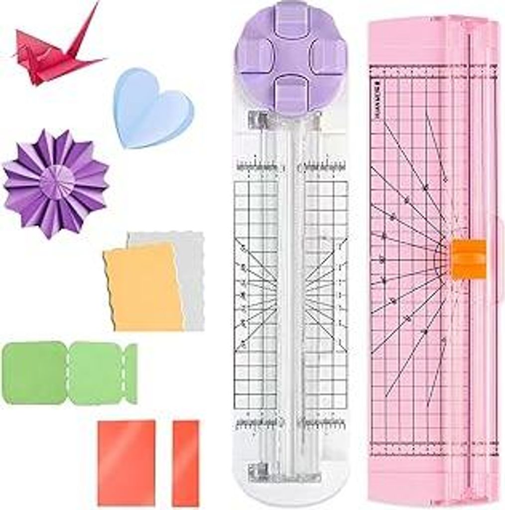 2PCS 4 In 1 Papierschneider, Papierschneider Klein mit Rillwerkzeug, Schneidemaschine Papier 4 In 1 Paper Cutter für Scrapbooking, Karten und DIY,...