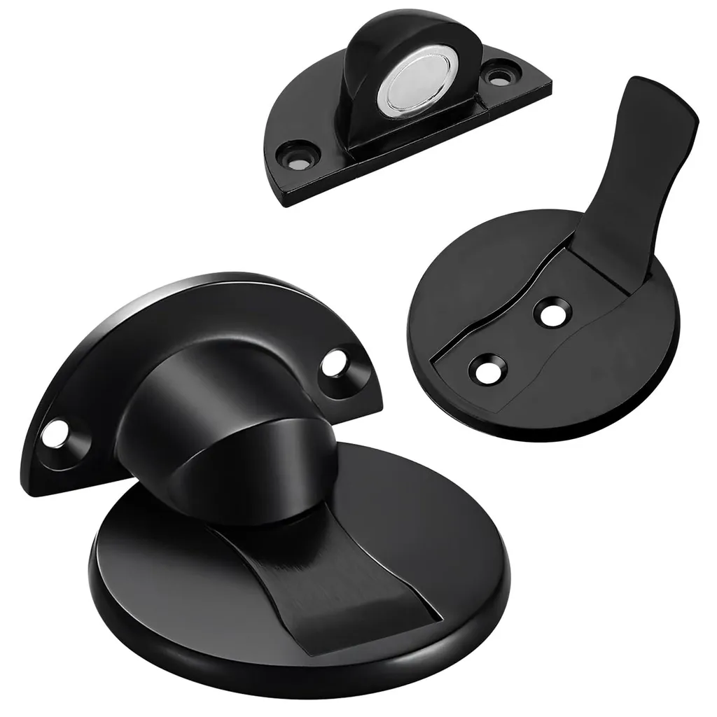 Butée de porte magnétique noire en acier inoxydable - Lot de 2 avec 3M