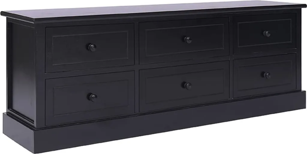 Support TV Noir 108 cm pour Petit Salon - Meuble de Rangement en Bois