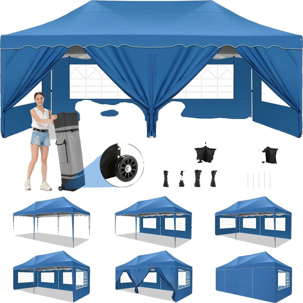 Gazebo Zelt, wasserdichtes Gewebe, abnehmbare Seitenwände, Blau