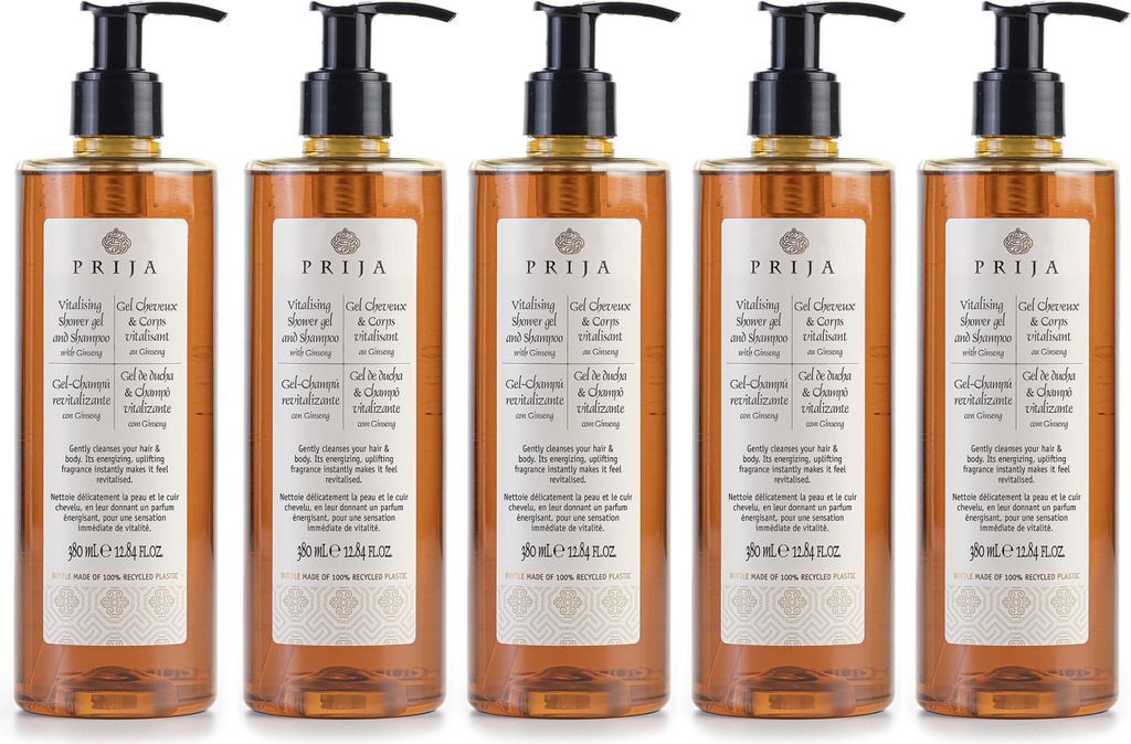 PRIJA flüssiges Shampoo/Duschgel Ginseng 5x380ml Produktbild 