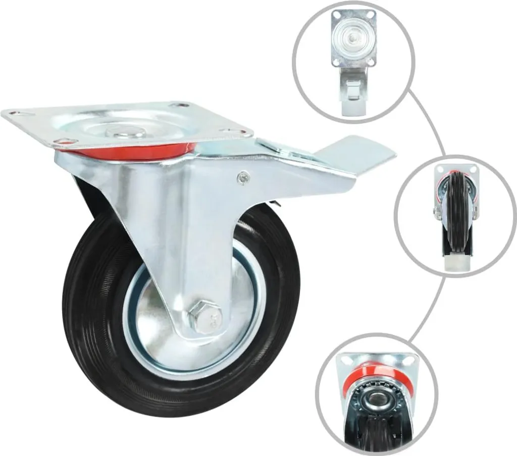 Set 8 Ruote Girevoli Design Industrial 160mm vidaXL per Arredo