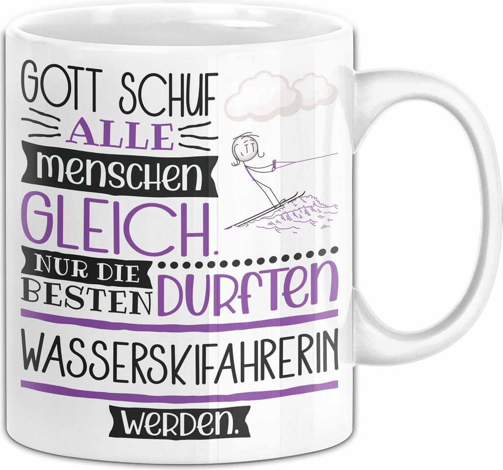 Wasserskifahrerin Geschenk Becher Tasse Gott Schuf Alle Produktbild 