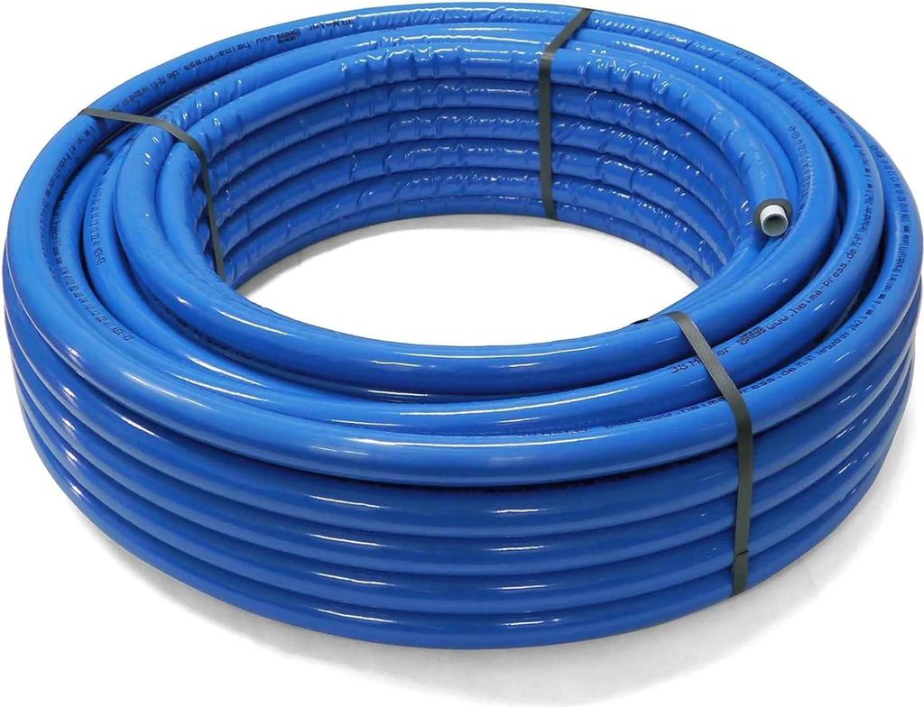 Alubverbund Mehrschichtverbundrohr 26x3 mm isoliert 6 mm blau - DVGW - 50 Meter
