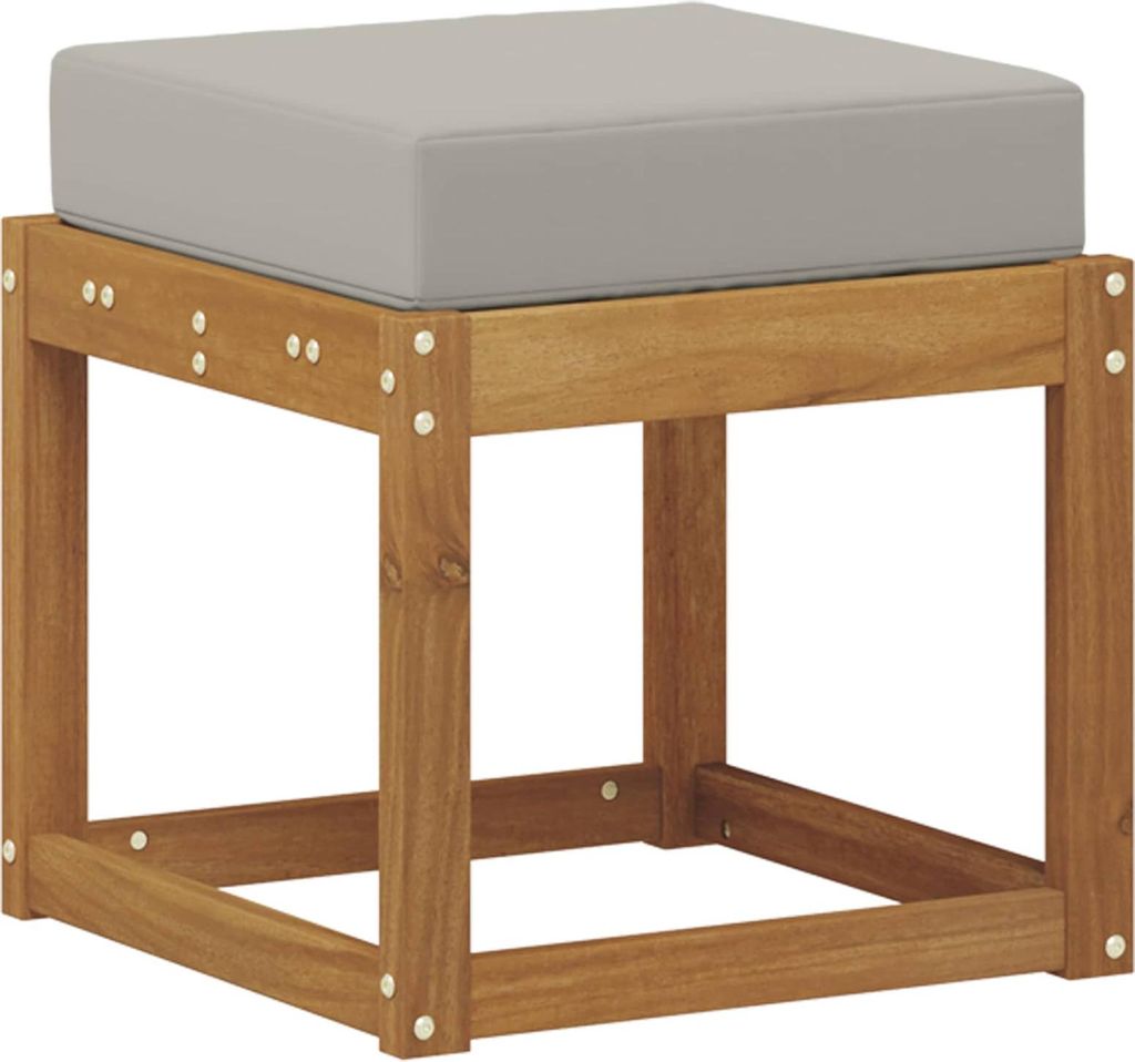 Hocker Bank mit Kissen Natürlich und Hellgrau 43 x 43 x 37 cm