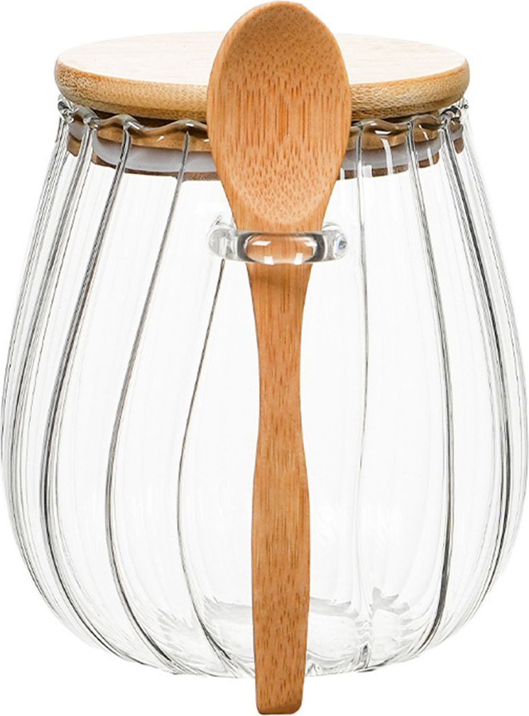 700 ml Vorratsdose aus Glas mit Löffel, großes Fassungsvermögen, weite Öffnung, BPA-frei, vielseitig einsetzbar, Behälter für Kaffee und Zuck...