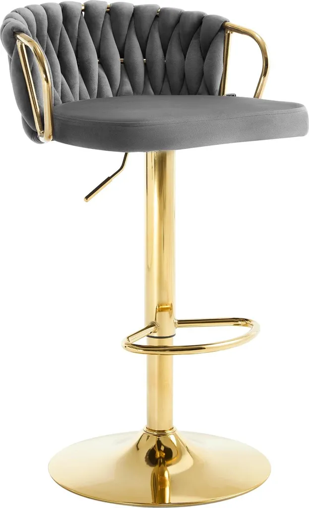 Tabouret de bar ergonomique gris foncé : confort velours et hauteur ajustable