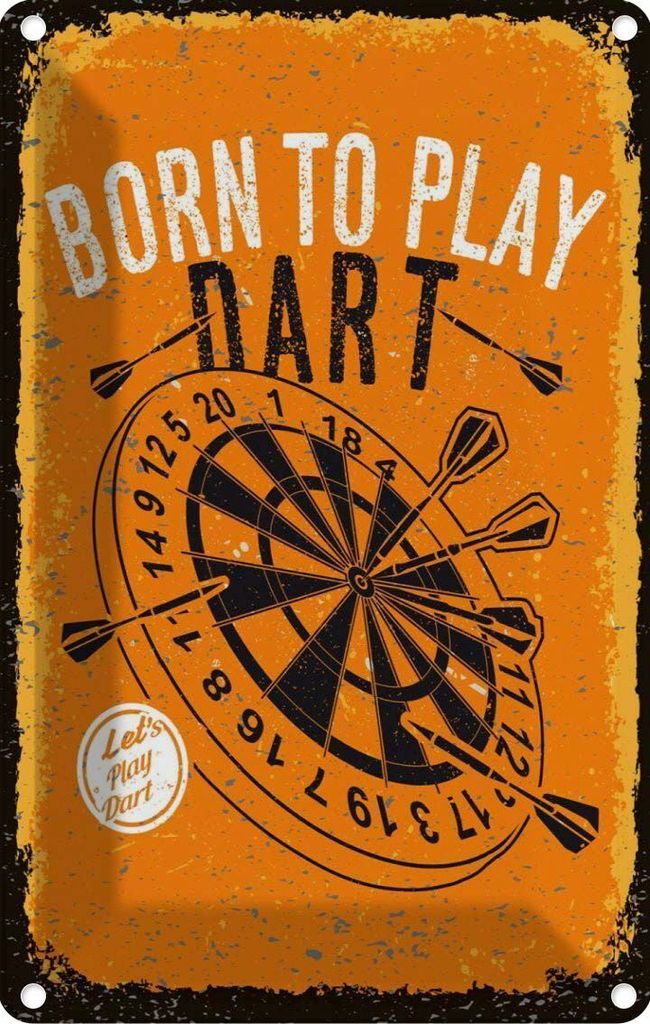 vianmo Blechschild 30x20 cm Born to play Dart Let`s play