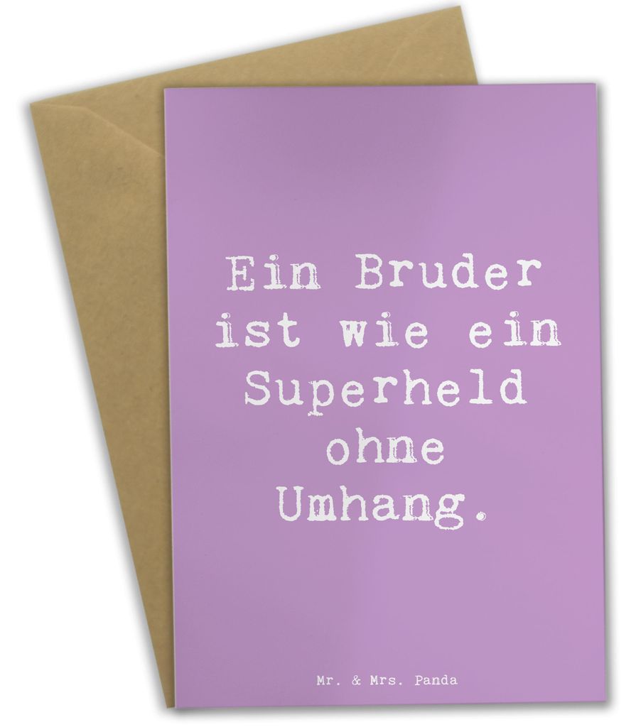 Mr. & Mrs. Panda Grußkarte Spruch Bruder Superheld - Lavendeltraum - Geschenk, Wertschätzung, weihnachtskarten, Anerkennung, tiefgründig, Famili...