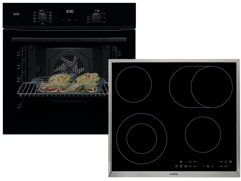 AEG AB22B Set Backofen BE1100B + Glaskeramikkochfeld HK634060XB