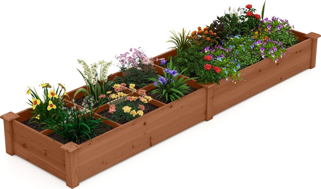 COSTWAY Hochbeet Holz, Gartenbeet mit 2 Pflanzkästen und Produktbild 