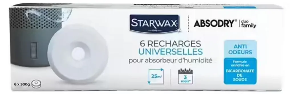 Absorbeur d'humidité Starwax Absodry - Recharge de sel déshydratant 900g