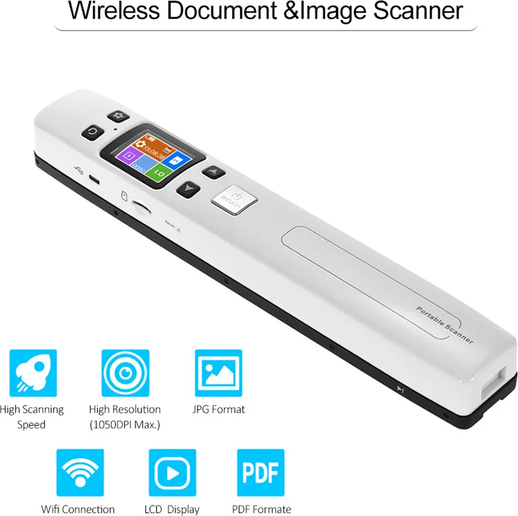 Scanner A4 portable Wifi pour livres et documents pro avec écran LCD