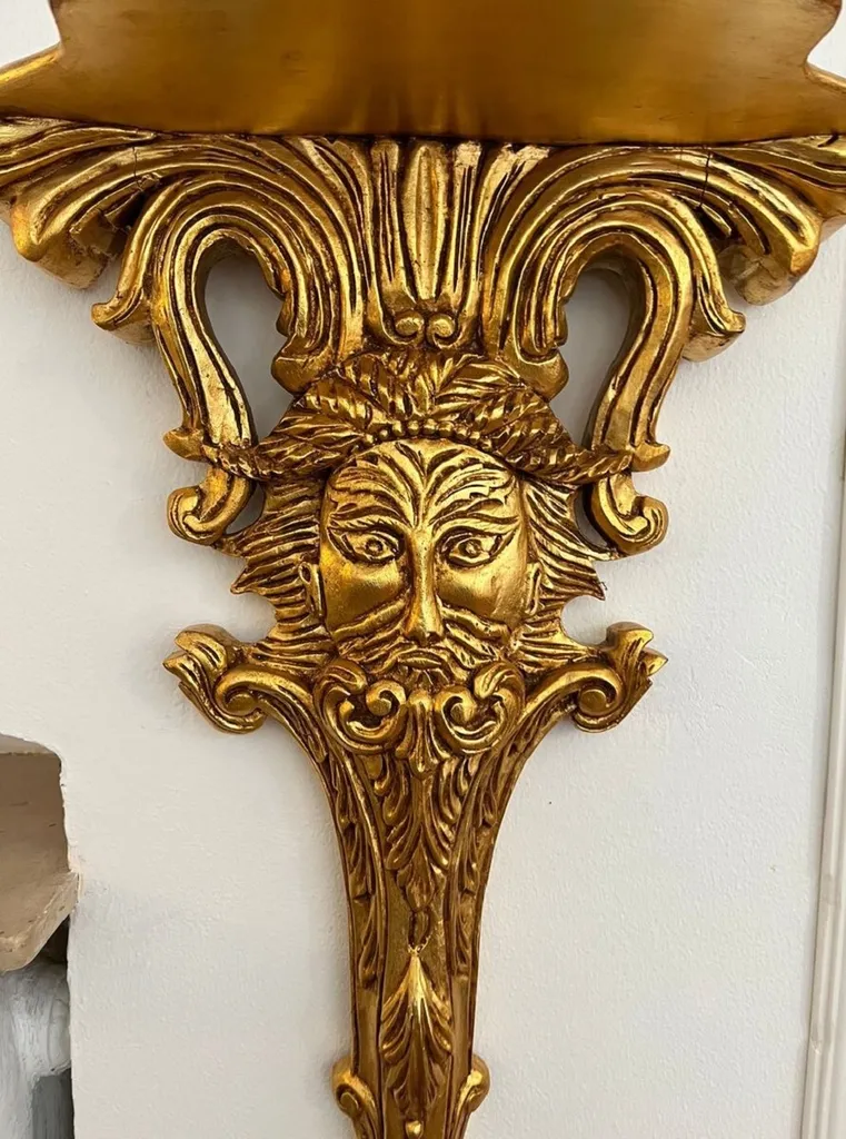 Console murale baroque or pour entrée - Étagère décorative de luxe - 2