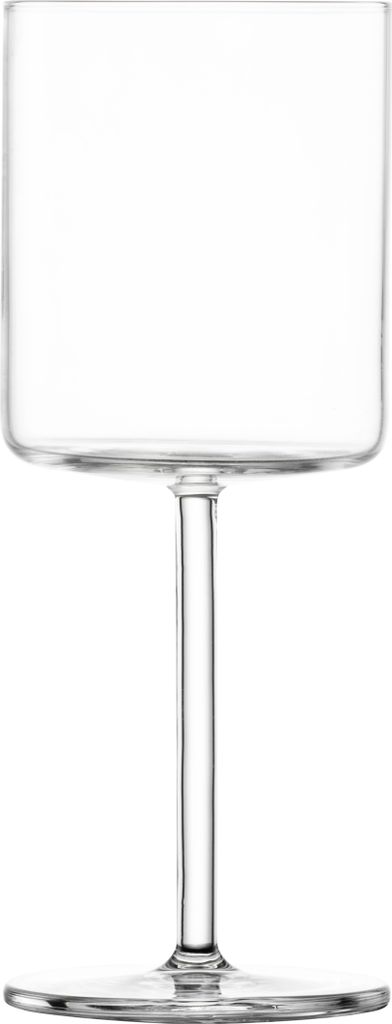 A clear, studio shot of a single wine glass.