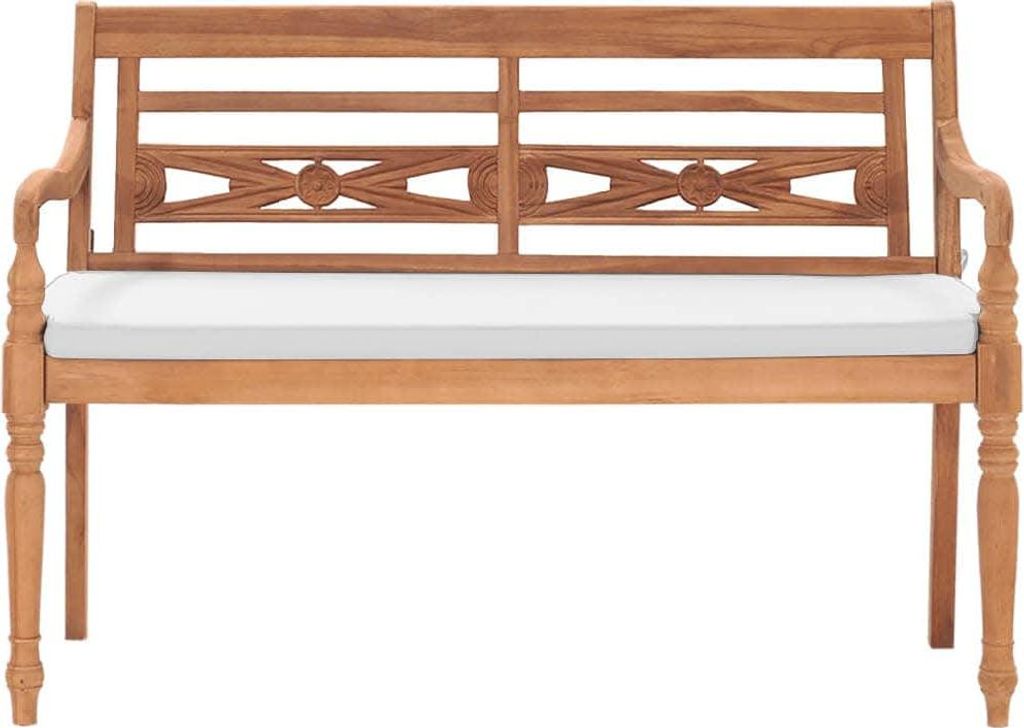 vidaXL Batavia Gartenbank mit Polstern 120 cm Teak