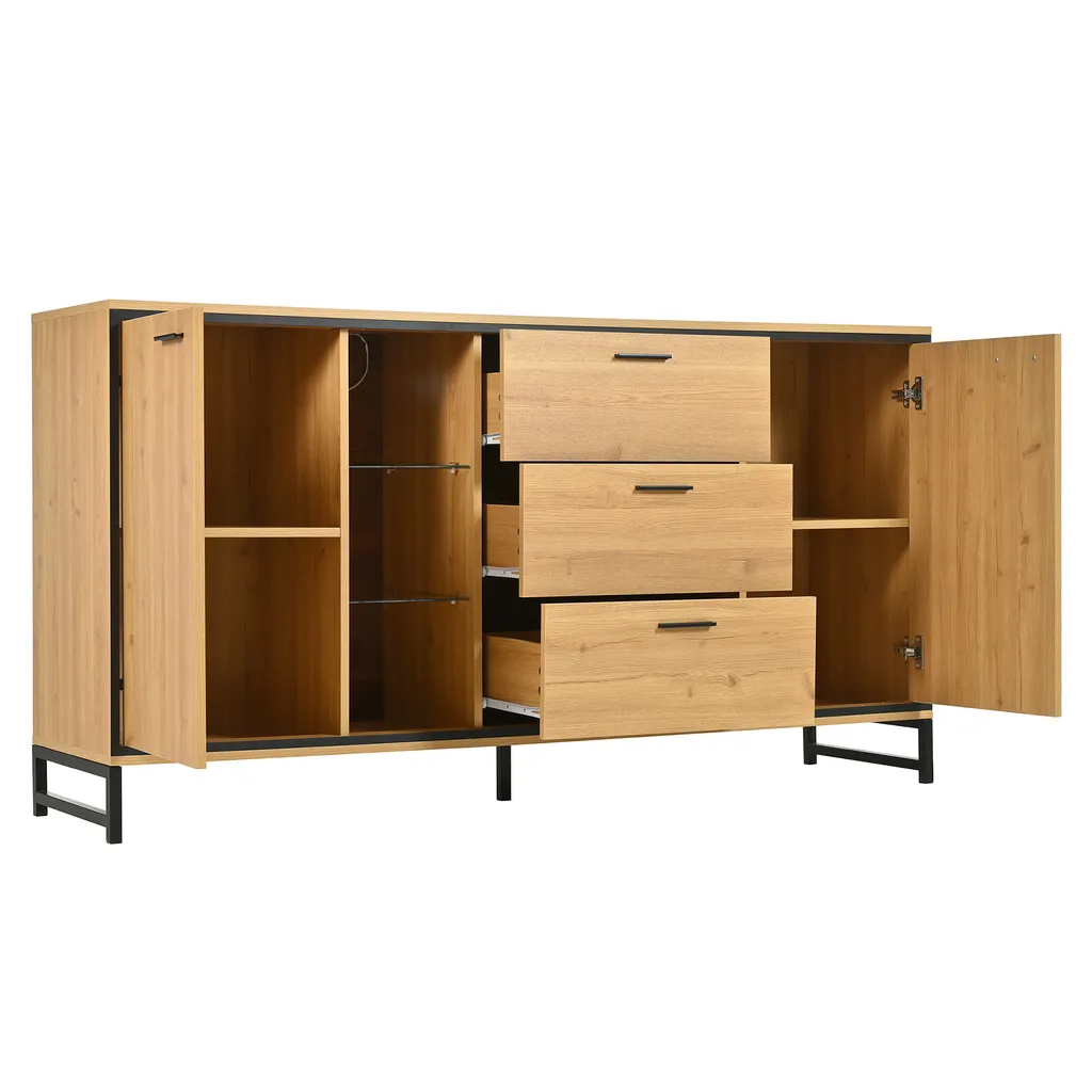 Meuble de Séjour avec Compartiments de Rangement pour Vaisselle et Déco