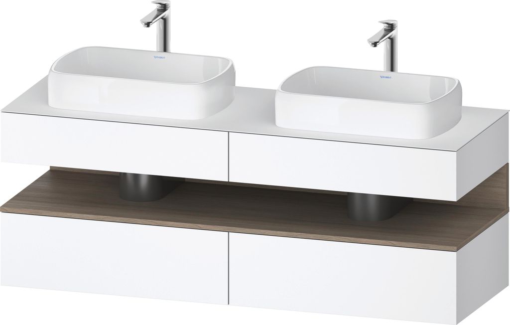 Duravit Qatego Konsolenwaschtischunterbau, 2 Auszüge, 2 Schubkästen, 2 Ausschnitte, 1600x550x600mm, Nische Eiche Terra, QA4779035180010