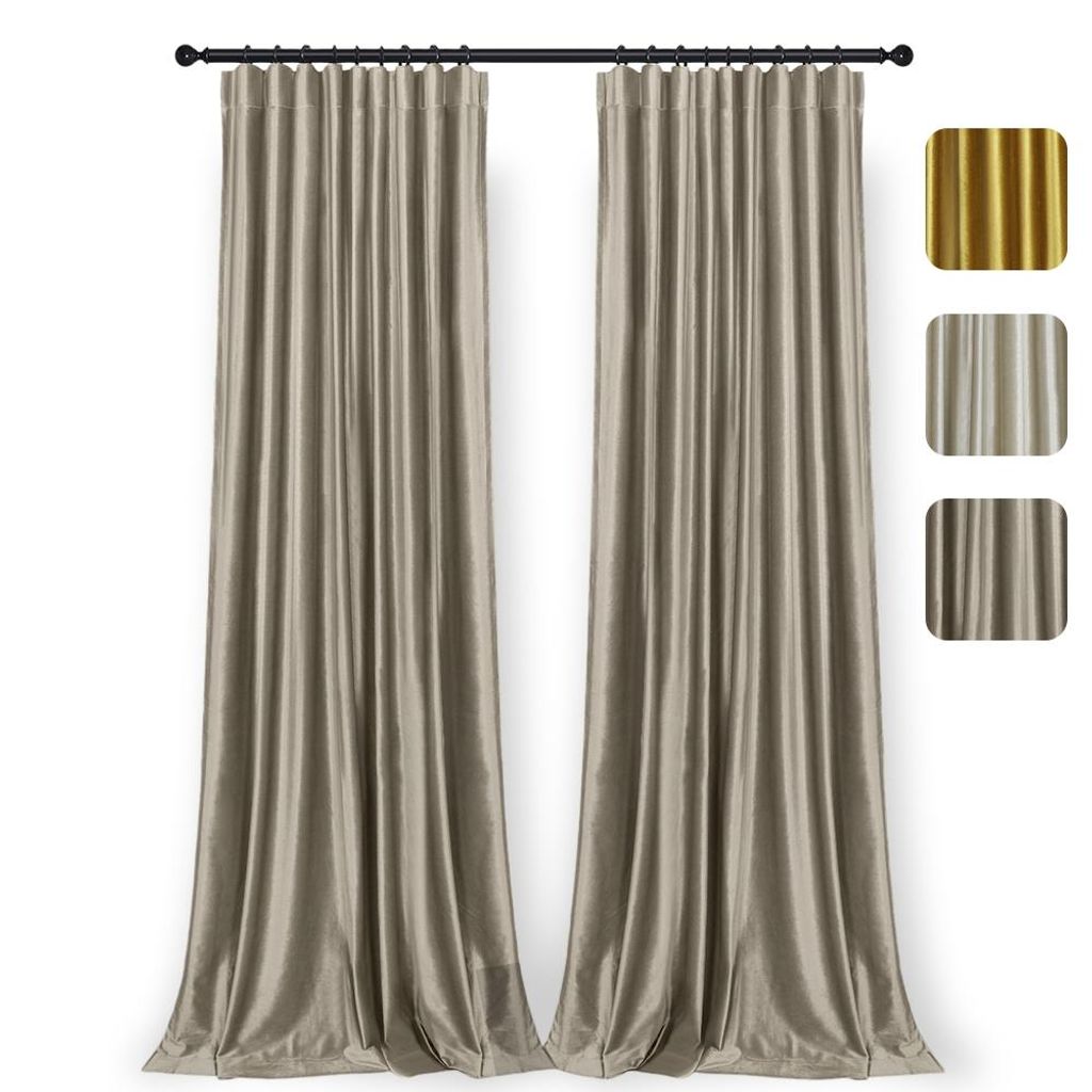 2er-Set Samt Vorhänge Blickdicht, Grau Kräuselband Vorhang, Samtvorhänge Thermovorhänge Verdunkelungsvorhänge Wohnzimmer Schlafzimmer, 132x274cm