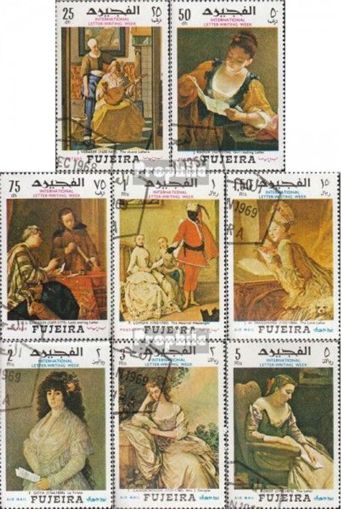 Briefmarken Fujeira 1968 Mi 276A-283A (kompl.Ausg.) gestempelt Gemälde