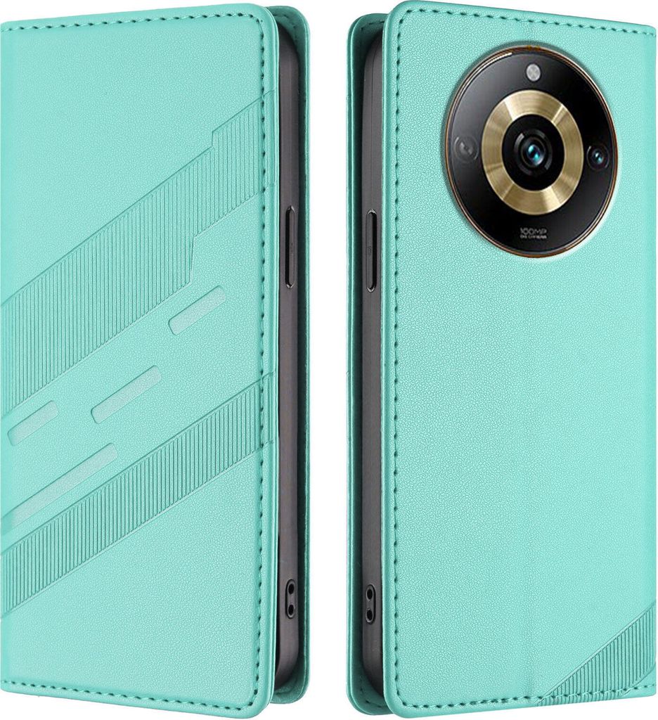 Hülle für Realme 10 Pro, Kunstleder Brieftaschen Handyhülle mit Kartenfach und Standfunktion Türkis