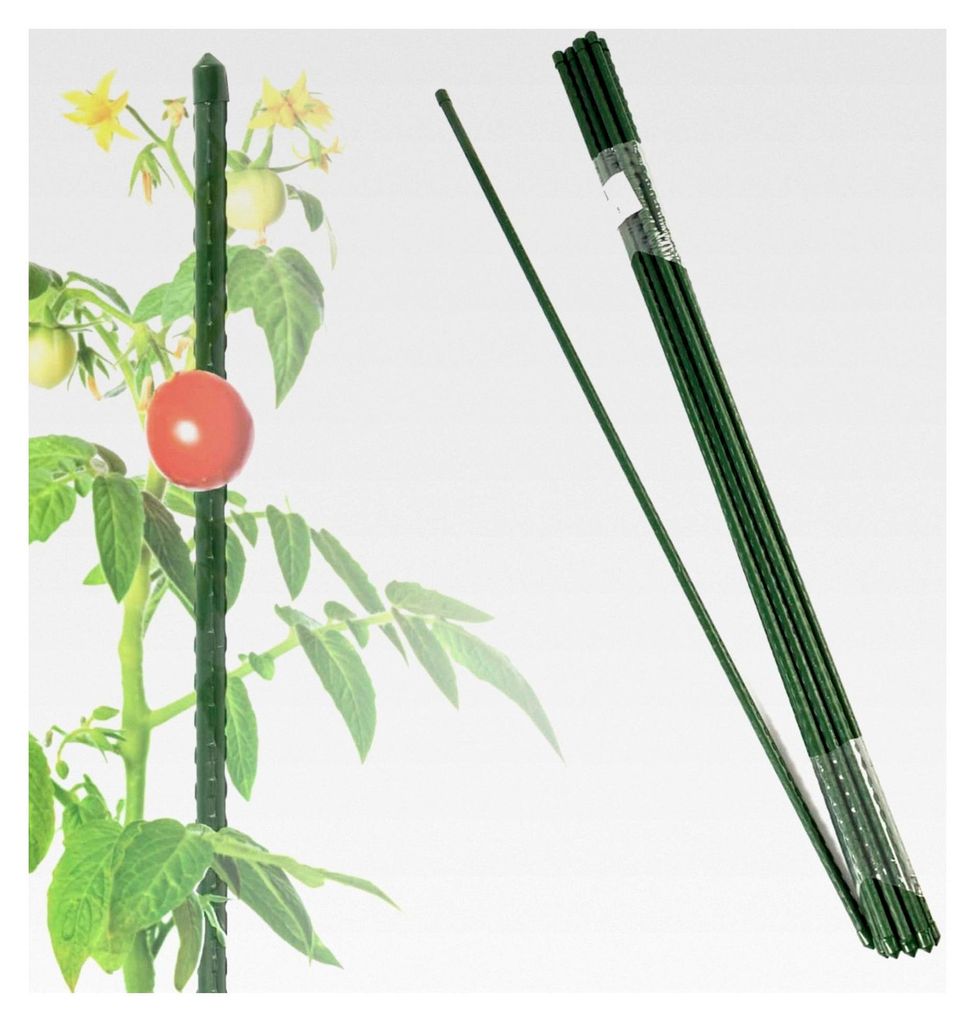 Rankstab 120 cm, 10 Stück für Kletterpflanzen, Tomaten, Gurken oder Blumen, Pflanzenhalter aus Kunststoff und Metall