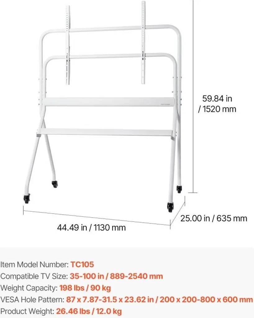 Support TV à roulettes flexible et réglable en hauteur - Écrans Géants