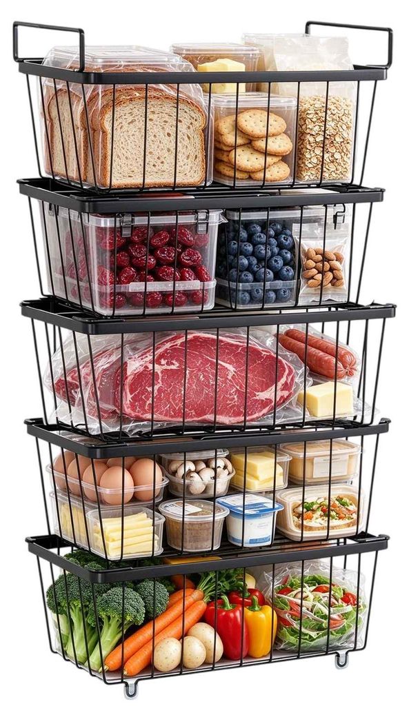 Zimilo 5x Gefrierkorb Organizer Set, Stapelbare Drahtkörbe Produktbild 
