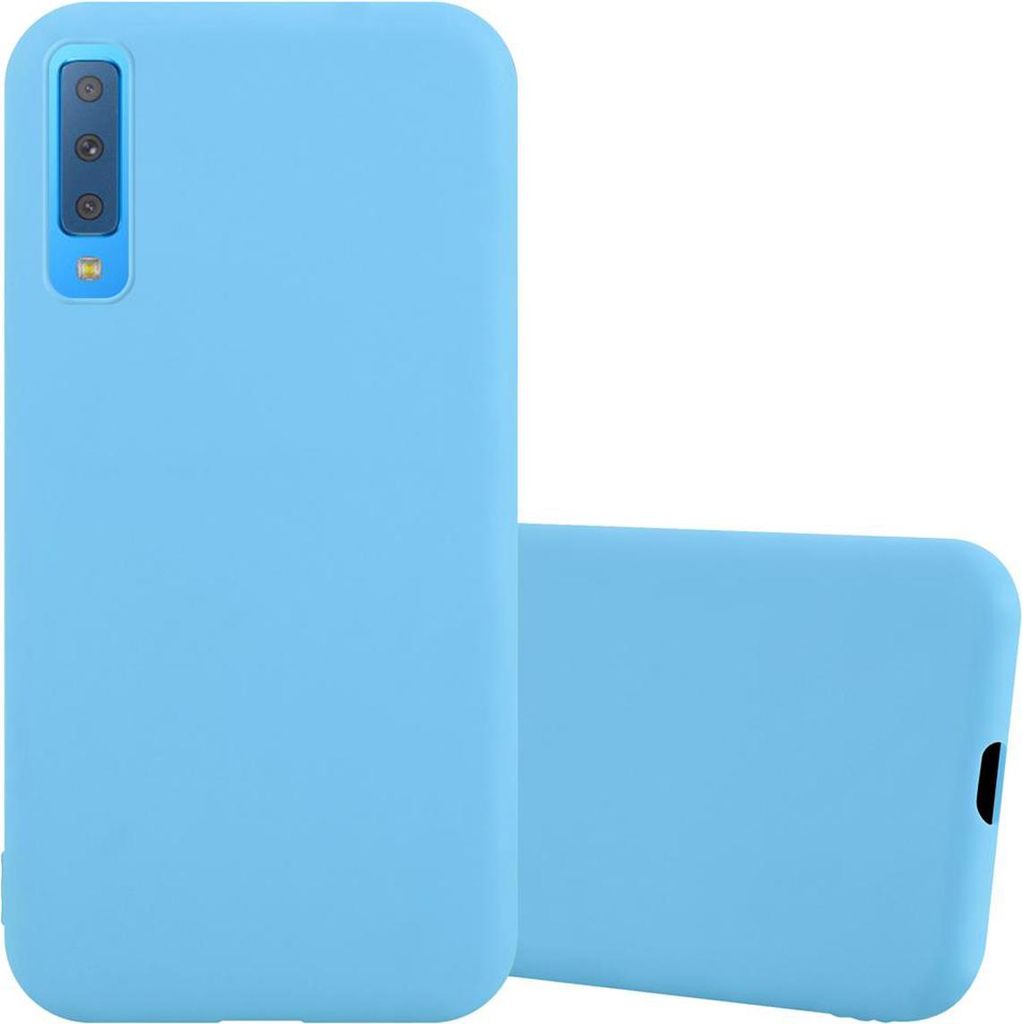 Cadorabo Hülle für Samsung Galaxy A7 2018 Schutzhülle in Blau Handyhülle TPU Silikon Etui Case Cover