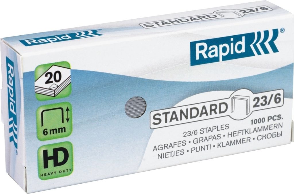 Rapid - Staples 23/6 Galv Standard 1000st | Box A 1000 Stück | 10 Stück