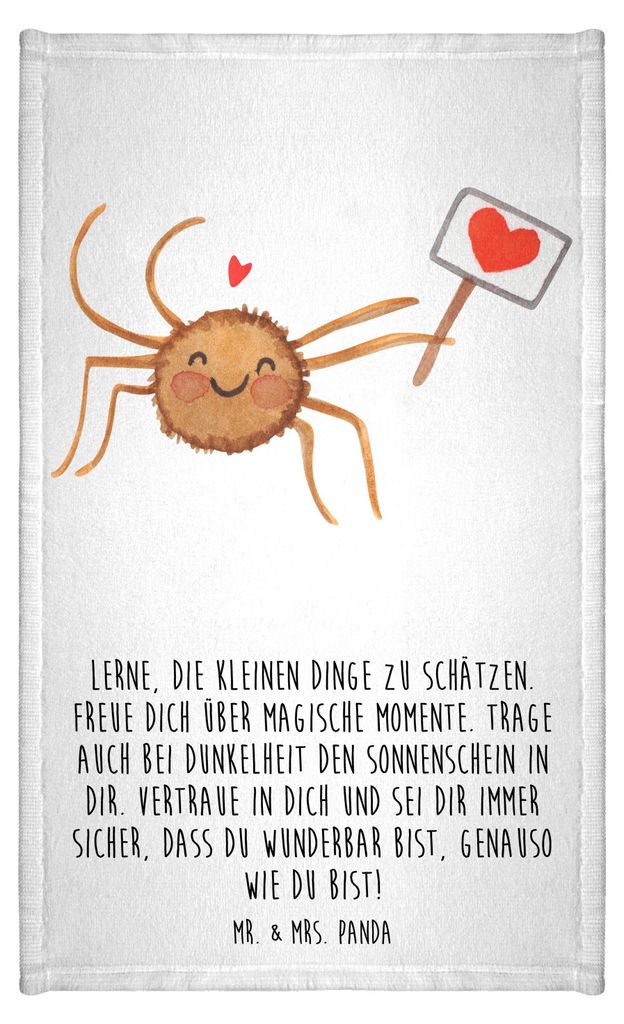 Mr. & Mrs. Panda Handtuch Spinne Agathe Motivation - Weiß - Geschenk, Dankeschön, buntes, Vertrauen, Klein, Frotteetuch, Frotteehandtuch, Gäste-...