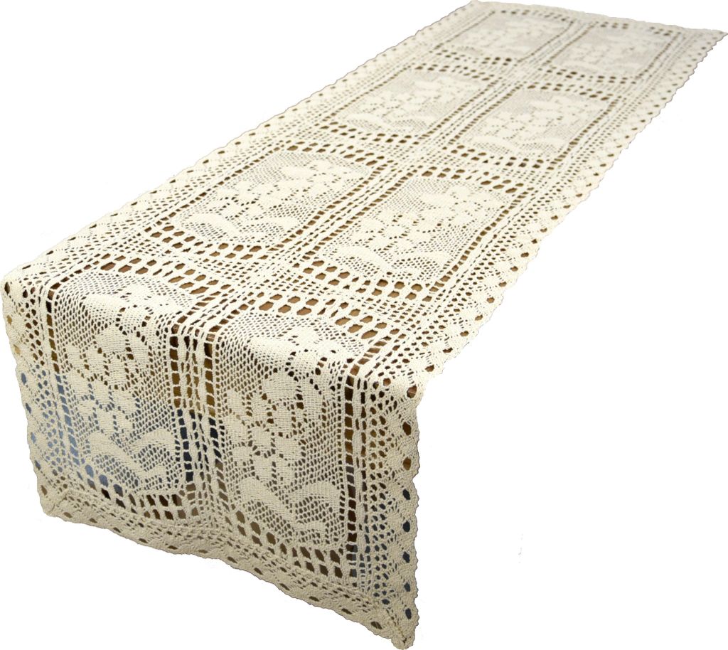 Beige gehäkelter Tischläufer 40/140 Naturfarbener Tischläufer für Couchtisch, Kommode