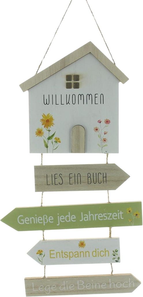 Schild "Weg zur Entspannung", MDF, Jute, 21 x 38 cm