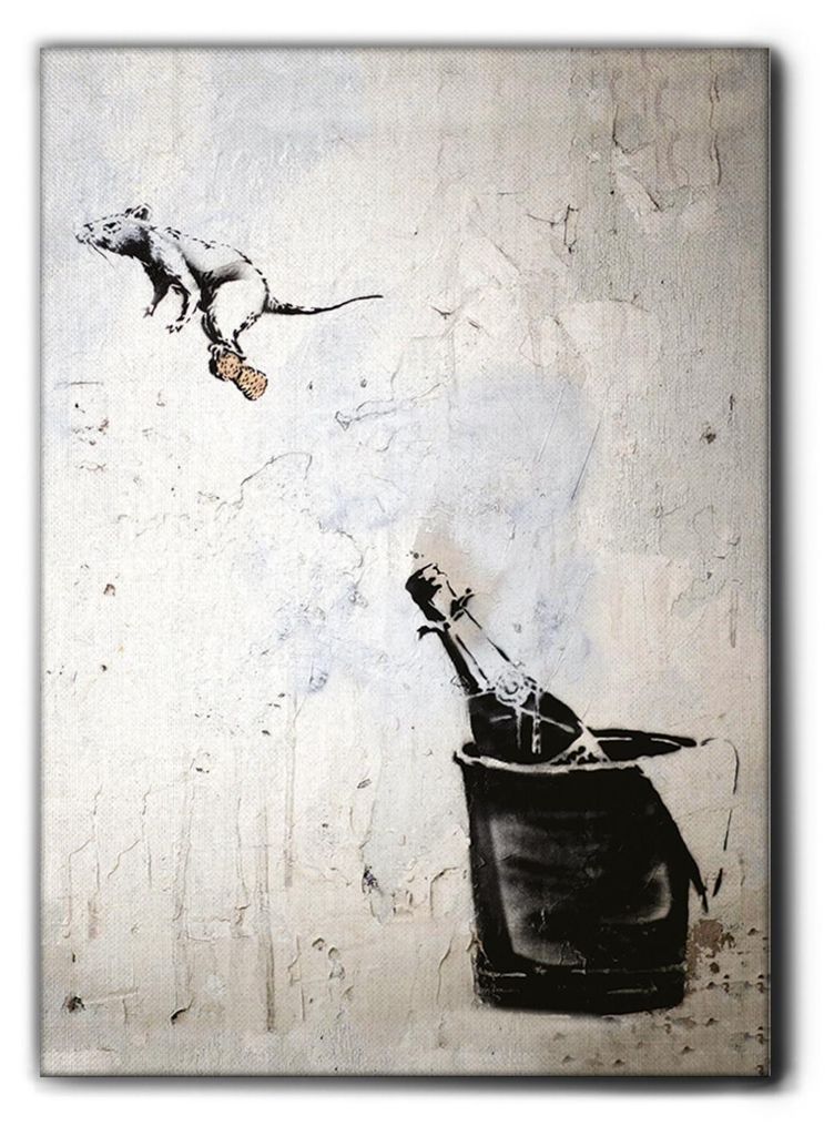 Giallobus - Maus auf dem Flaschenverschluss - Banksy - 70L x 100W cm - Bild - Premium Loom Canvas mit hoher Dicke