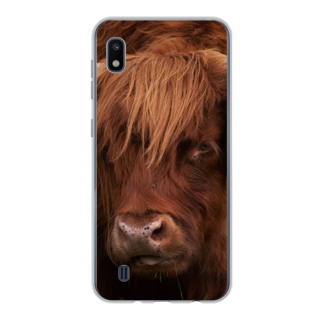 MuchoWow Handyhülle Schutzhülle Hülle für Samsung Galaxy A10 Schottischer Highlander - Orange - Tiere Silikon Softcase Handy Hülle - Schutzh...