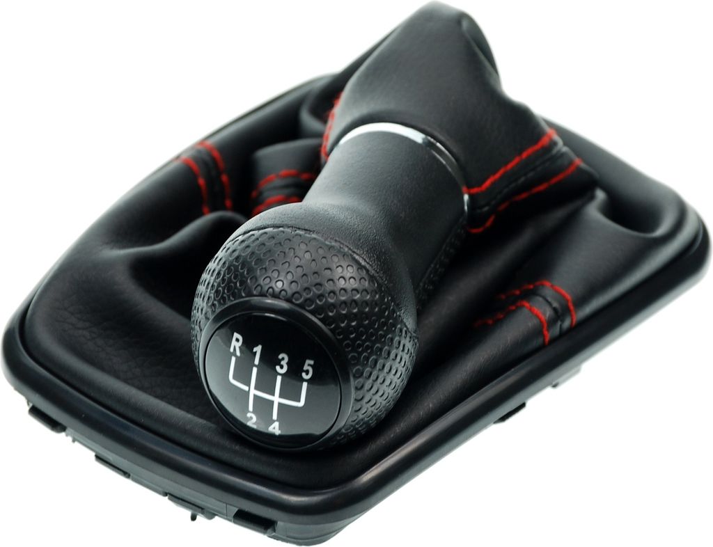 Schaltsack Schaltmanschette für Schaltknauf VW Golf 4 IV VW Bora + Rahmen Schwarz 23mm Naht rot