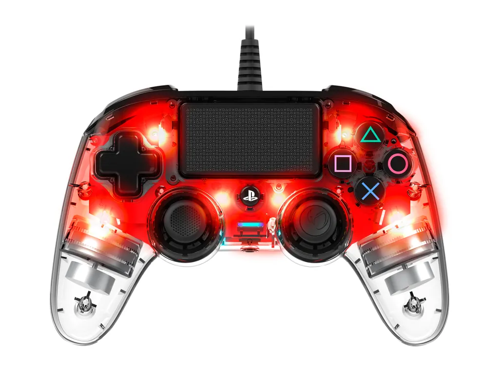 Manette Nacon PS4 Wired Compact Controller Light Edition Rouge Translucide