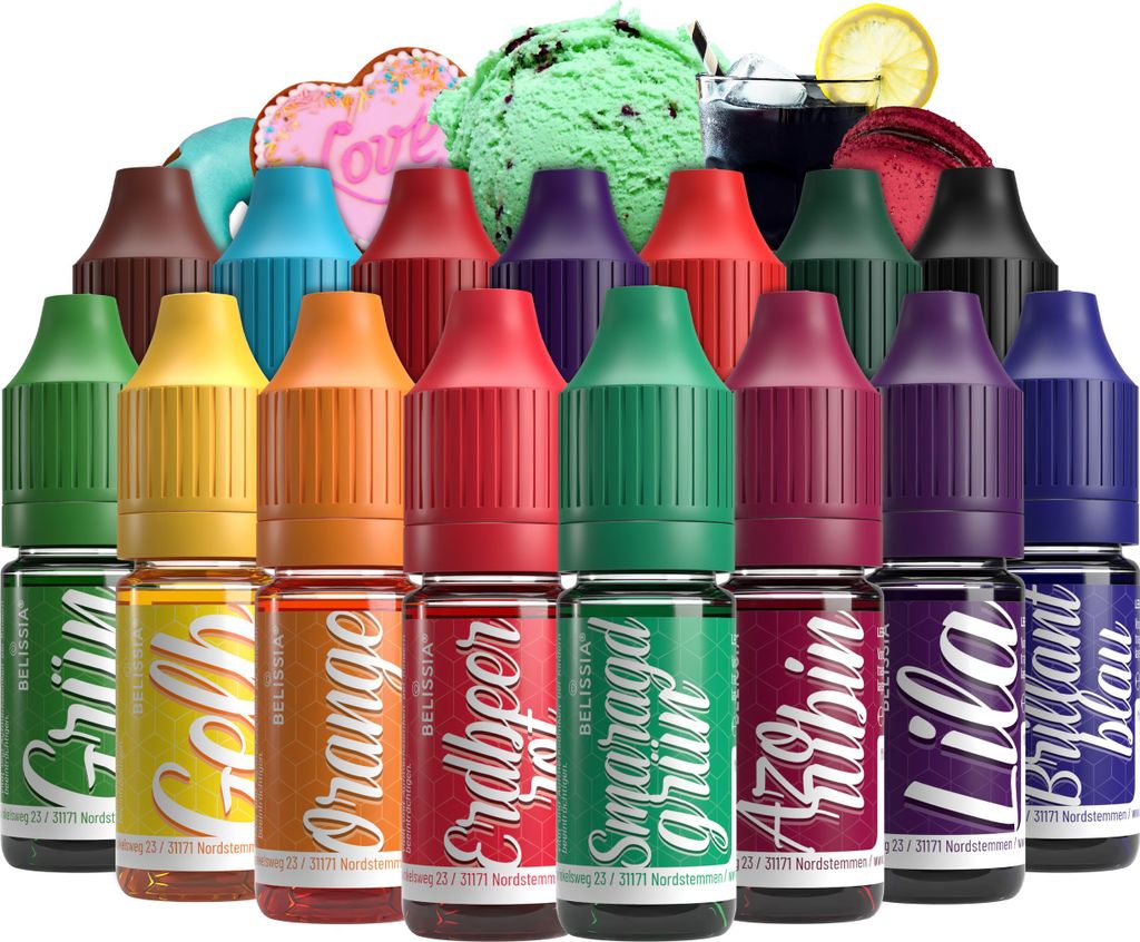Belissia Lebensmittelfarbe Set – 15x10ml flüssig & hochkonzentriert – Lebensmittelechte Speisefarbe zum Backen, Kochen, Fondant & DIY - vegan